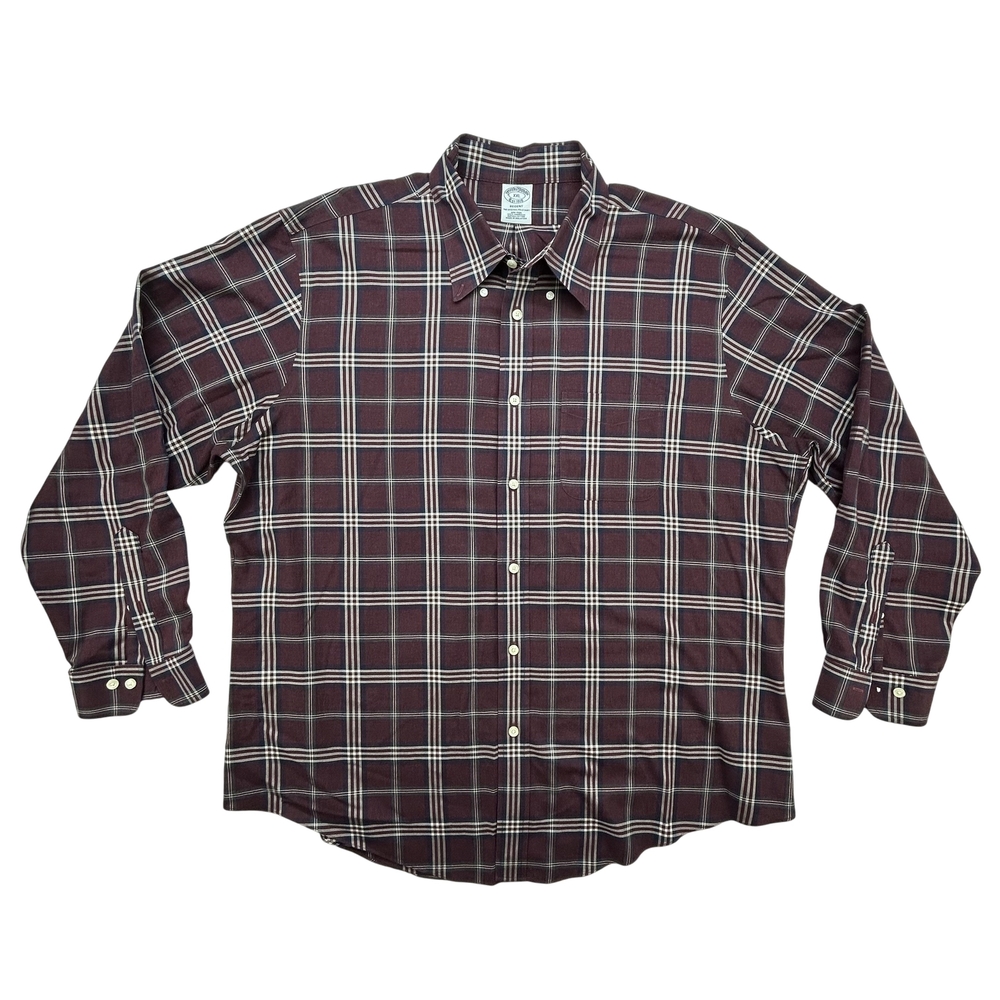 Brooks Brothers Shirt Mens 2XL Regent Plaid Button Down Non-Iron Supima Cotton